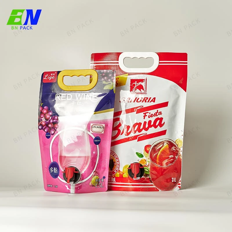 Strong Red Wine Bag in Box with Butterfly Valve No Leakage Heat Seal Pouch