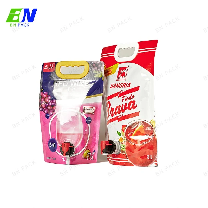 Strong Red Wine Bag in Box with Butterfly Valve No Leakage Heat Seal Pouch