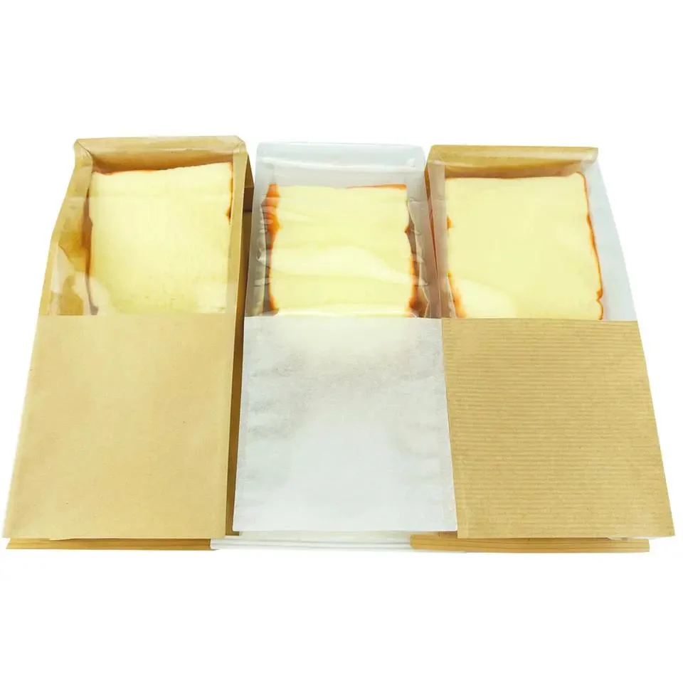 Custom Size Flat Bottom Side Gusset Laminated Plastic Kraft Paper Bread Food Bag with Tin Tie