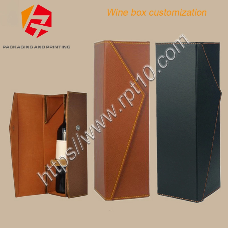 Paperboard Single Wine Glass Box Factory Wine Bottle Gift Bag with Ribbon