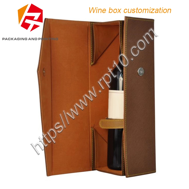 Paperboard Single Wine Glass Box Factory Wine Bottle Gift Bag with Ribbon