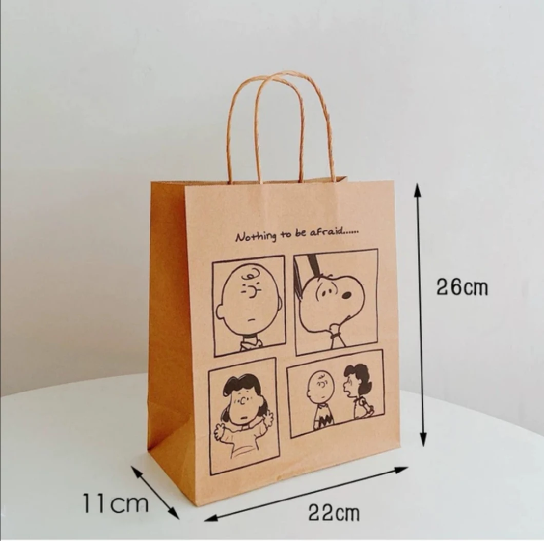 Custom Design Printing Service Kraft Paper Bag Candy Grocery Bags Shopping Packaging Full Color Gift Bag