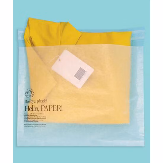Maßgeschneiderte, biologisch abbaubare, selbstklebende, recycelbare Kleidungsverpackung, weiß gefütterte, beschichtete Pergamin-Wachspapiertüte aus Öko-Kraftpapier